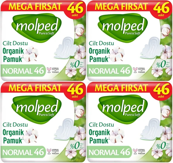 Molped Pure&Soft Hijyenik Ped Normal 184 (4PK*46) Adet Mega Pk ürün görseli 1