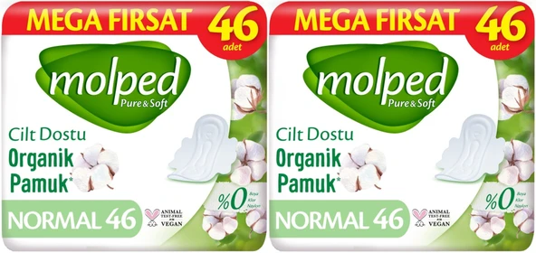 Molped Pure&Soft Hijyenik Ped Normal 92 (2PK*46) Adet Mega Pk ürün görseli 1
