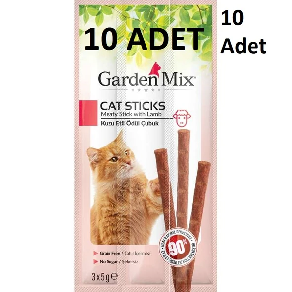 10 Adet Gardenmix Kuzu Etli Kedi Stick Ödül 3*5g Skt: 03/2027 ürün görseli 1