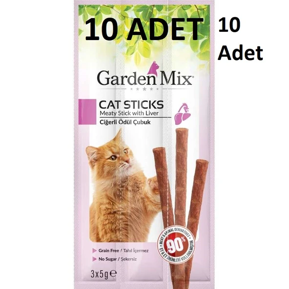 10 Adet Gardenmix Ciğerli Kedi Stick Ödül 3*5g Skt: 03/2027 ürün görseli 1
