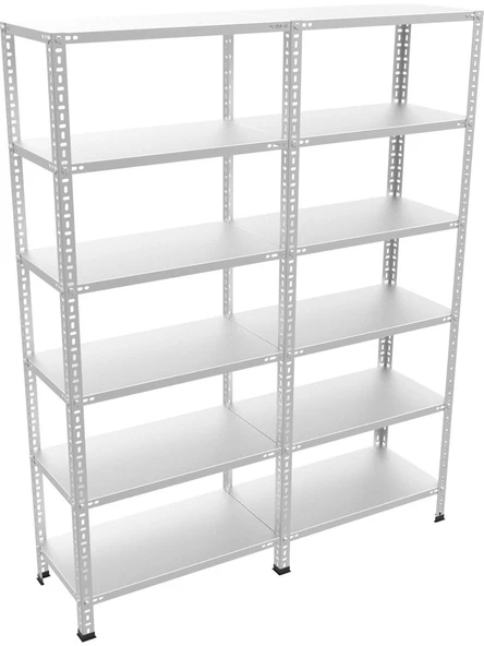 43x186x200 2 li bitişik 6 katlı çelik raf modülü ürün görseli 1