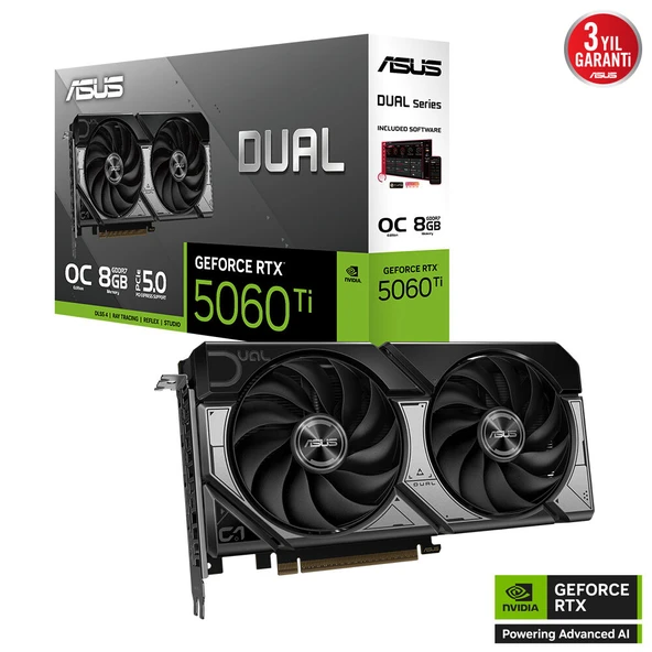 ASUS DUAL-RTX5060TI-O8G 8GB 128BIT VGA ürün görseli 1