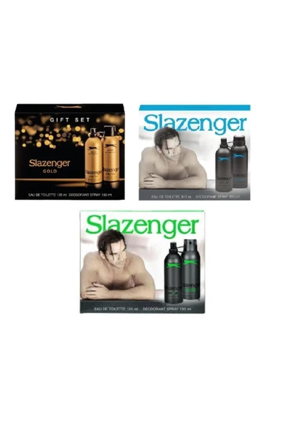 Slazenger Active Sport Yeşil Mavi Gold Edt Deo 125ml X 3'lü Set ürün görseli 1