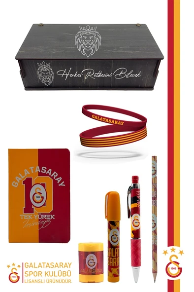Galatasaray Orijinal Lisanslı Kalem Bileklik Bloknot Kalemtraş Silgi Hediyelik Set ürün görseli 1