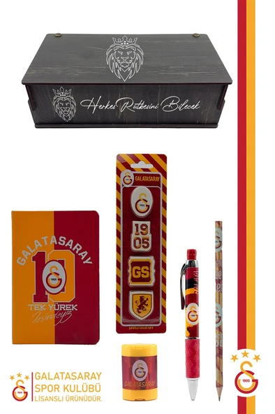 Galatasaray Orijinal Lisanslı Kalem Kalemtraş Bloknot Silgi Hediyelik Set ürün görseli 1