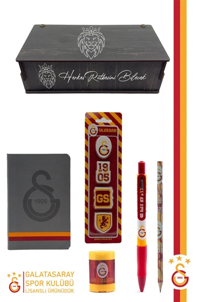 Galatasaray Orijinal Lisanslı Kalem Kalemtraş Bloknot Silgi Hediyelik Set ürün görseli 1