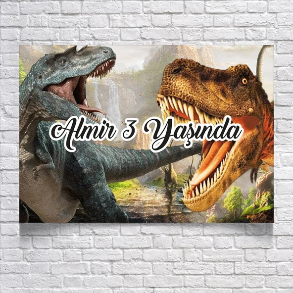 Dinazor T-Rex Temalı Doğum Günü Afişi 35X50 cm ürün görseli 1