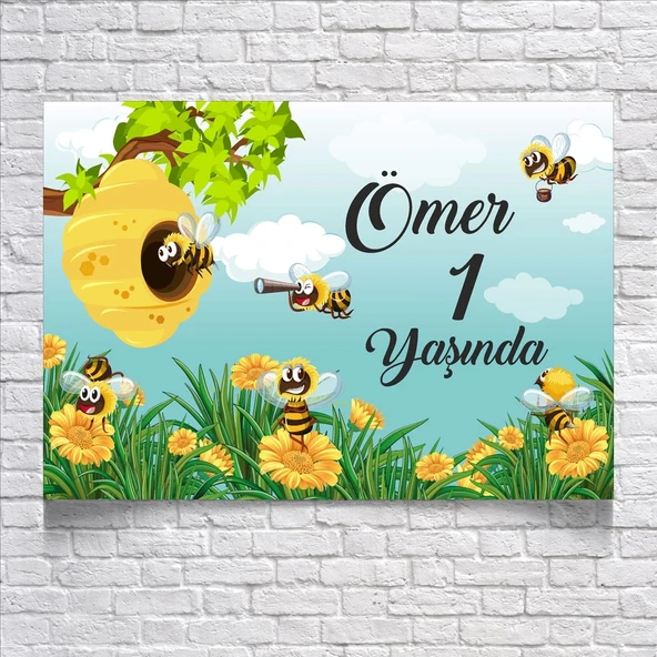 Arı Temalı Doğum Günü Afişi 35X50 cm ürün görseli 1