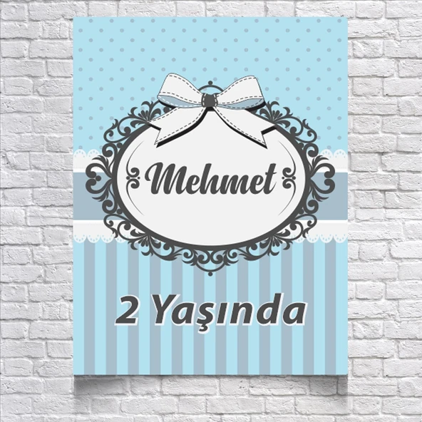 Mavi Çizgili Doğum Günü Afişi 35X50 cm ürün görseli 1