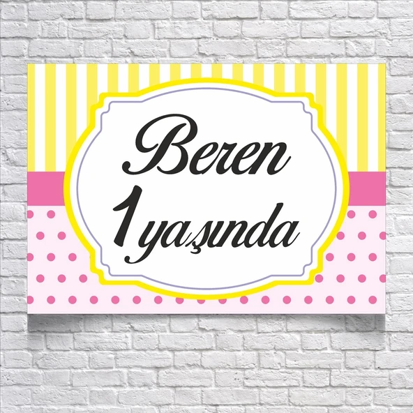 Çizgili Puantiyeli Doğum Günü Afişi 35X50 cm ürün görseli 1