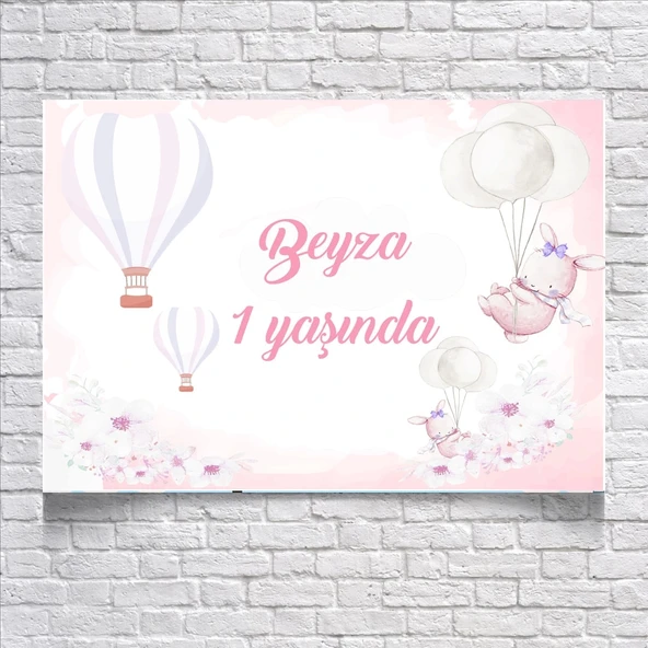 Pembe Balon Temalı Doğum Günü Afişi 35X50 cm ürün görseli 1