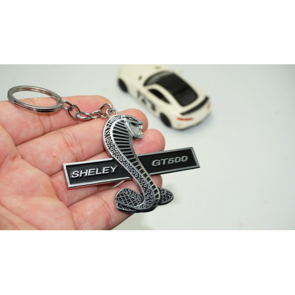 DK Ford Mustang Kobra Shelby GT500 Logo Krom Metal Çift Yön Anahtarlık ürün görseli 1