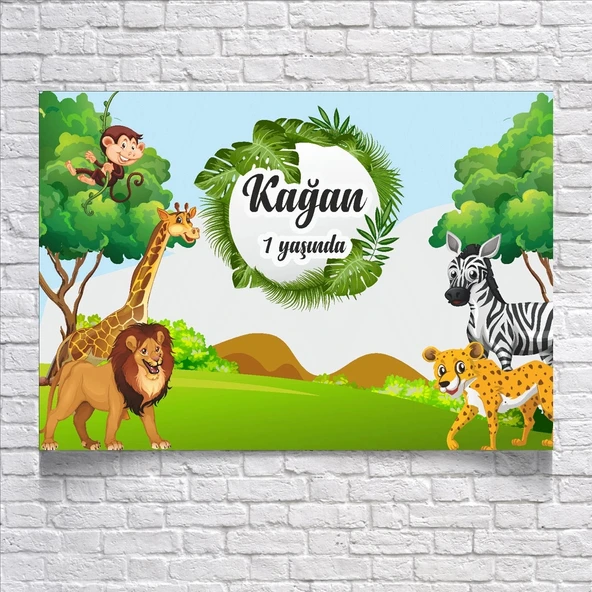 Safari Temalı Doğum Günü Afişi 35X50 cm ürün görseli 1
