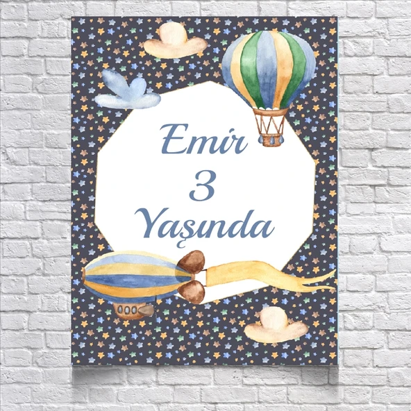 Balon Temalı Doğum Günü Afişi 35X50 cm ürün görseli 1
