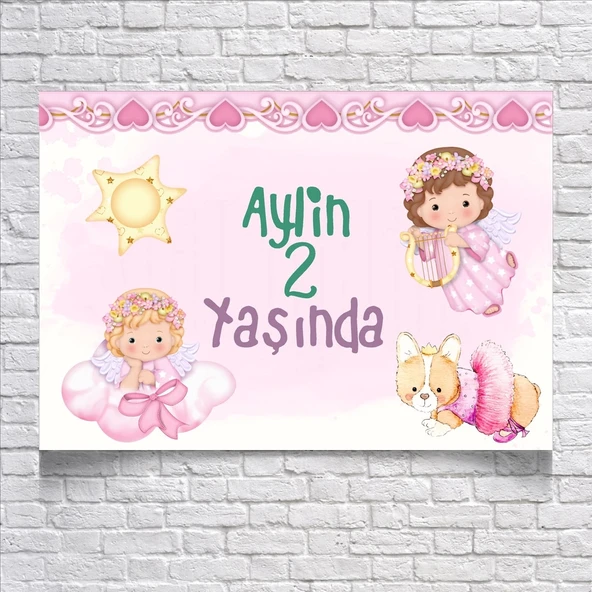 Melek Temalı Doğum Günü Afişi 35X50 cm ürün görseli 1