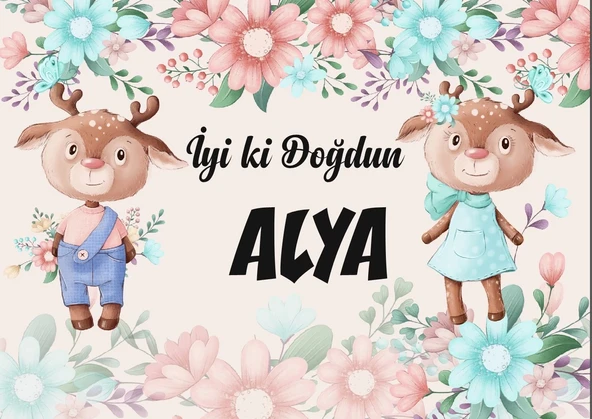 Sevimli Keçi Temalı Doğum Günü Afişi 35X50 cm ürün görseli 1