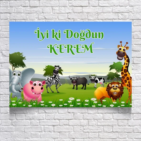 Safari Temalı Doğum Günü Afişi 35X50 cm ürün görseli 1