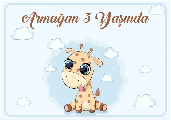 Zürafa Temalı Doğum Günü Afişi 35X50 cm ürün görseli 1