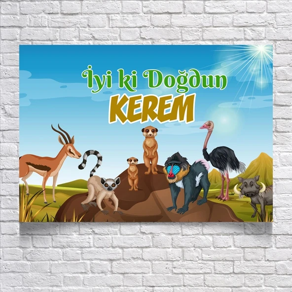 Safari Temalı Doğum Günü Afişi 35X50 cm ürün görseli 1