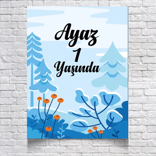Kış Temalı Doğum Günü Afişi 35X50 cm ürün görseli 1