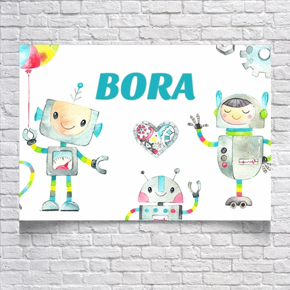 Robot Temalı Doğum Günü Afişi 35X50 cm ürün görseli 1