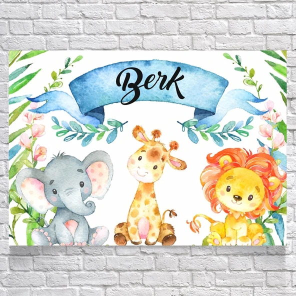 Safari Temalı Doğum Günü Afişi 35X50 cm ürün görseli 1