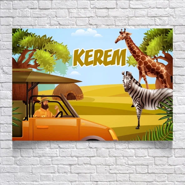 Safari Temalı Doğum Günü Afişi 35X50 cm ürün görseli 1