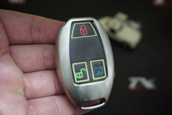 Mercedes Benz A B C S Class 3 Buton Metal Deri Fosforlu Anahtarlı ürün görseli 1