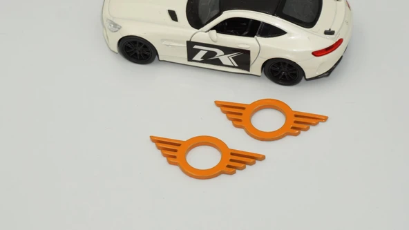 DK Tuning Mini Cooper Kapı Pimi Çerçeveleri Turuncu ABS Logo Arma Seti - Resim 3