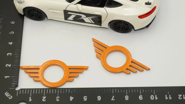 DK Tuning Mini Cooper Kapı Pimi Çerçeveleri Turuncu ABS Logo Arma Seti - Resim 2
