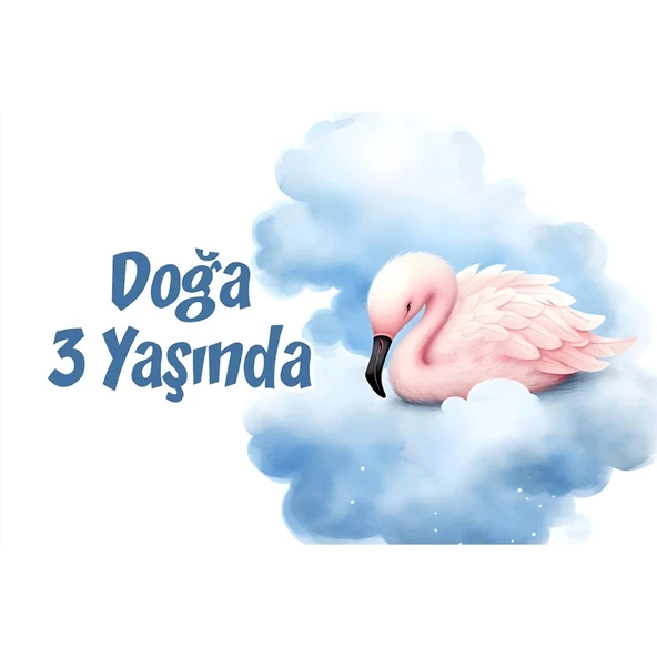 Sevimli Kuğu Temalı Doğum Günü Afişi -2 35X50 cm ürün görseli 1