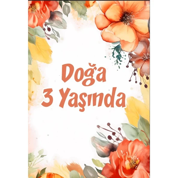 Pembe Çiçekler Temalı Doğum Günü Afişi 35X50 cm ürün görseli 1