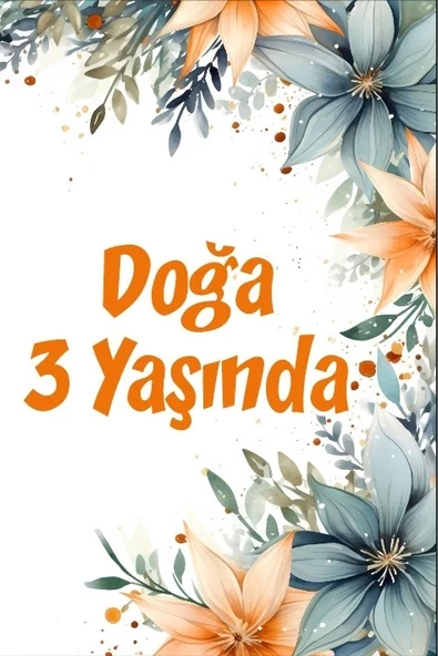 Çiçekler Temalı Doğum Günü Afişi -7 35X50 cm ürün görseli 1