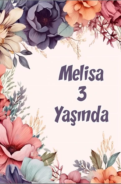 Renkli Çiçekler Temalı Doğum Günü Afişi -7 35X50 cm ürün görseli 1