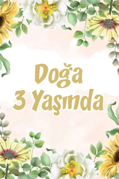 Sarı Çiçekler Temalı Doğum Günü Afişi 35X50 cm ürün görseli 1