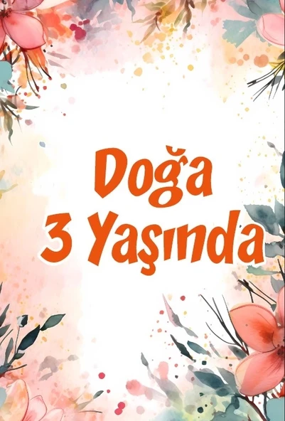 Pembe Çiçekler Doğum Günü Afişi -2 35X50 cm ürün görseli 1