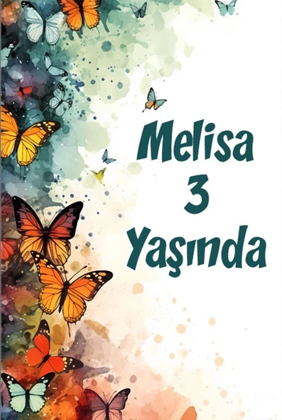 Renkli Kelebekler Temalı Doğum Günü Afişi -7 35X50 cm ürün görseli 1