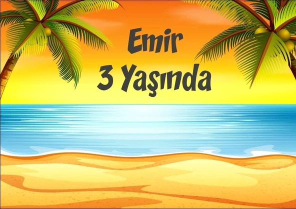 Ada ve Deniz Temalı Doğum Günü Afişi 35X50 cm ürün görseli 1