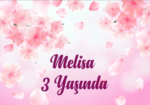 Pembe Çiçekler Temalı Doğum Günü Afişi 35X50 cm ürün görseli 1