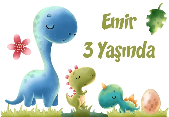 Dinozorlar Temalı Doğum Günü Afişi 35X50 cm ürün görseli 1