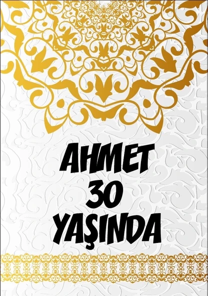 Beyaz Desenler Klasik Temalı Doğum Günü Afişi -3 35X50 cm ürün görseli 1