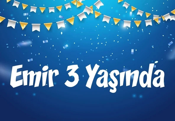 mavi bayraklı doğum günü afişi 35X50 cm ürün görseli 1
