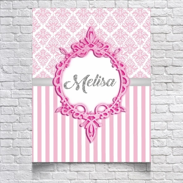 Pembe Damask Desenli Doğum Günü Afişi 50X70 cm ürün görseli 1