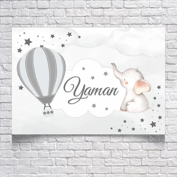Balon ve Fil Temalı Doğum Günü Afişi 50X70 cm ürün görseli 1