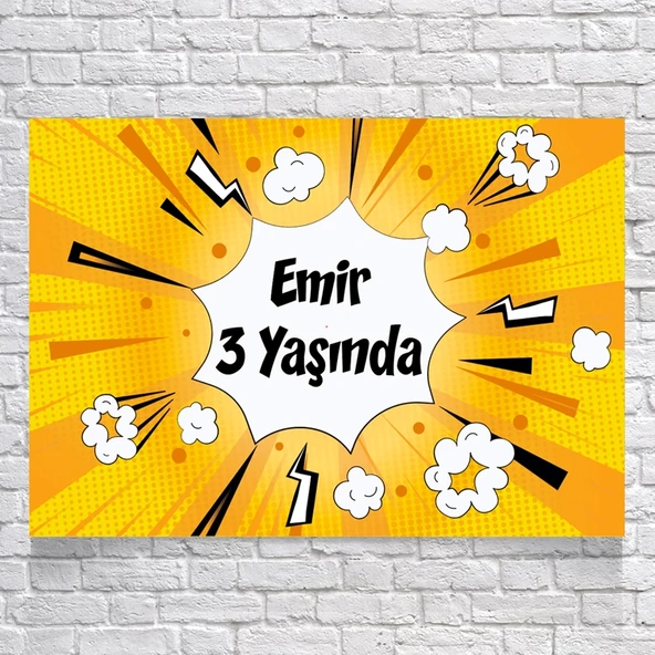 Sarı Elektirik Temalı Doğum Günü Afişi 50X70 cm ürün görseli 1