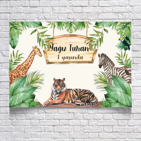 Safari Temalı Doğum Günü Afişi 50X70 cm ürün görseli 1