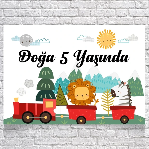 Trende Hayvanlar Temalı Doğum Günü Afişi 50X70 cm ürün görseli 1