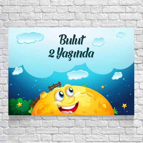 Güneş ve Gökyüzü Temalı Doğum Günü Afişi 50X70 cm ürün görseli 1