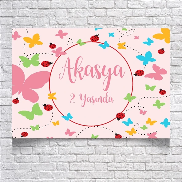 Kelebek Temalı Doğum Günü Afişi 50X70 cm ürün görseli 1