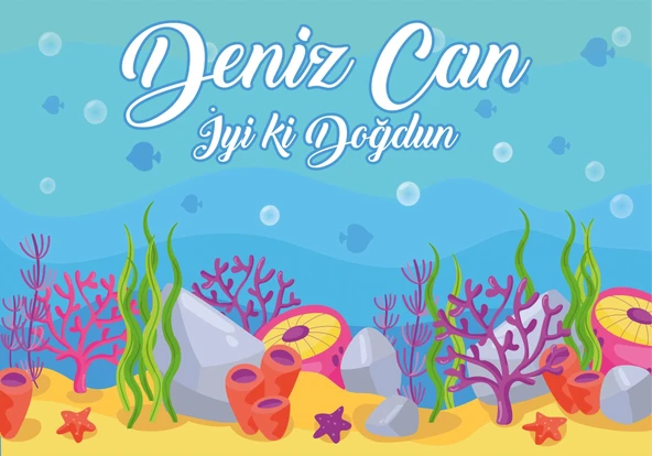 Deniz Temalı Doğum Günü Afişi 50X70 cm ürün görseli 1